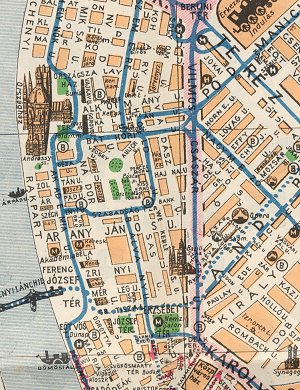 1928-as térkép részlete, akkor éppen Vilmos császár útnak hívták az útvonalat...